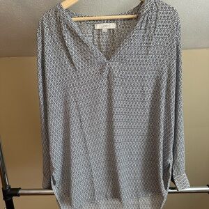 Ann Taylor LOFT Women's Longsleeved Tunic Style Geometric Print Blouse